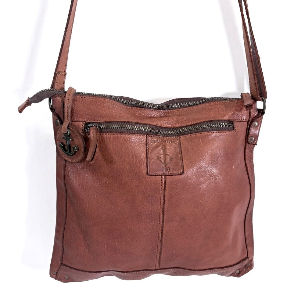 Harbour 2nd Vera Crossbody Bag Cognac Brown Leather Anchor Logo Messenger